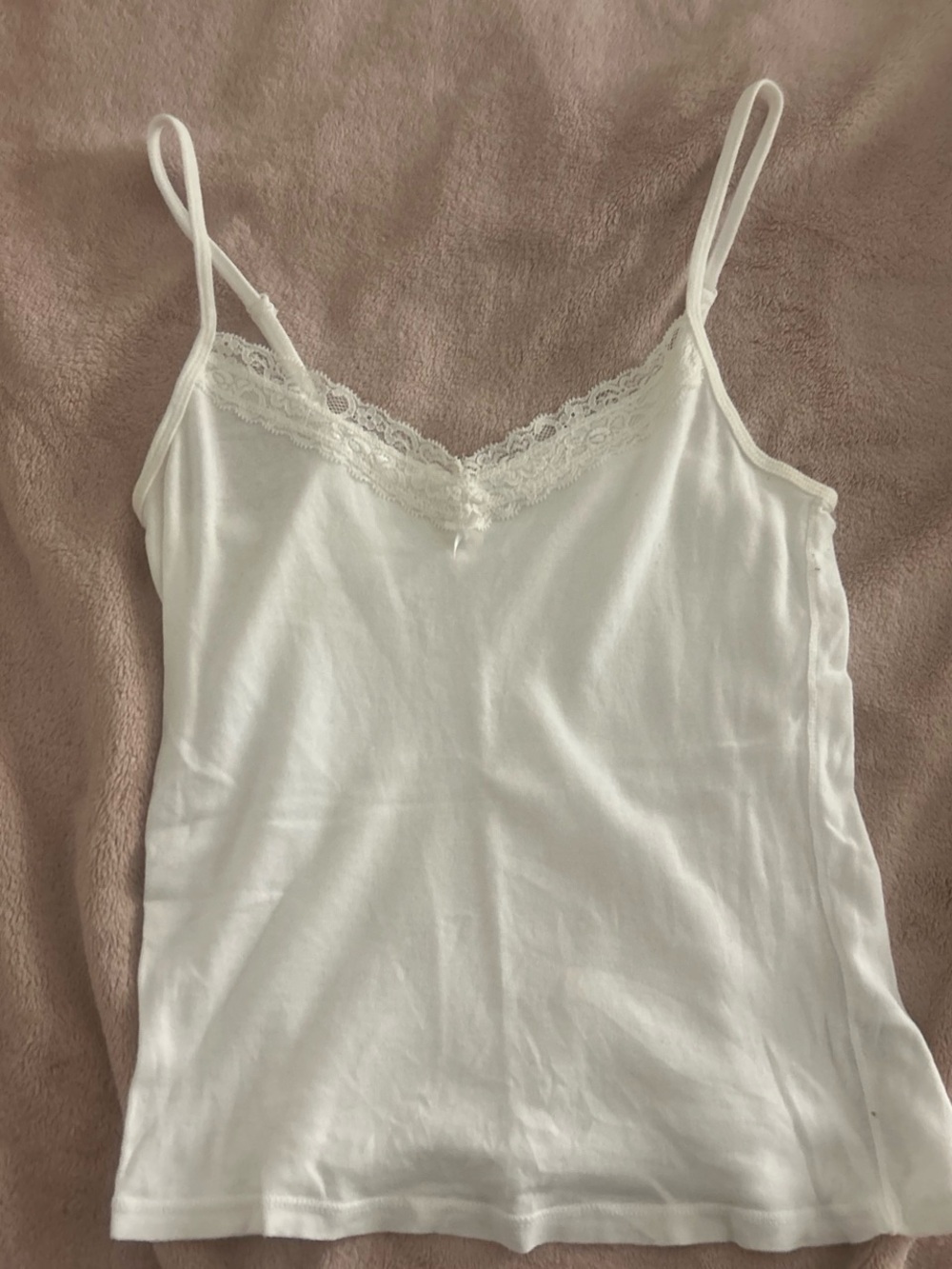 Brandy Melville White Lace-Trim Cami Tank